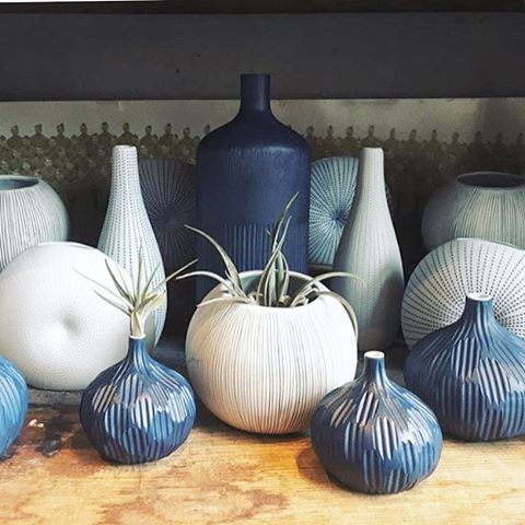 Our garden cabinet is all stocked up with new ceramics.  Thanks for the shot! by: @decor.dossier