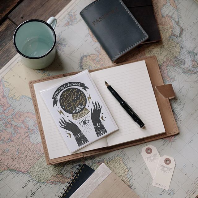 We are dreaming about future adventures on this gloomy day. New leather travel essentials like passport covers and refillable notebooks definitely come in handy on the road.