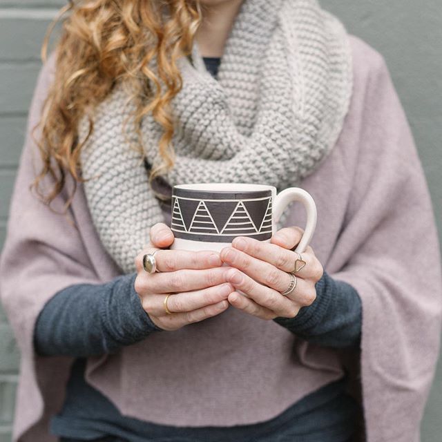 It’s all about cozy scarves and hot tea around here.  We’re stocked up on beautiful mugs from @jessicawertzceramics and lots of scarves in cashmere, alpaca and cotton.