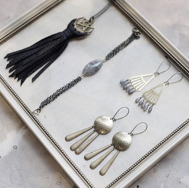Just a few pieces of the lovely jewelry that Jess McCloskey will be showing this Saturday at our Local Artist Holiday Popup.  Stop by between 1 and 4 to meet Jess and pick out your new favorite necklace!