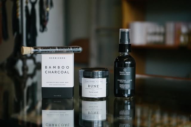 We love charcoal infused facial products and here are just a few reasons why: Cleanses your skin deeply, reduces pore size, balances oily skin, helps in treatment of acne, and soothes bites, cuts and abrasions. 
If you never tried it stop by and we’ll help you pick out the perfect starter.
