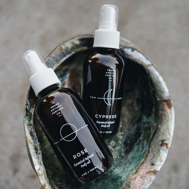 We’re loving these new botanical infused body oils from @smokeperfume. In rose or cypress they are both all natural, super hydrating and smell delicious! We carry their perfumes now too!